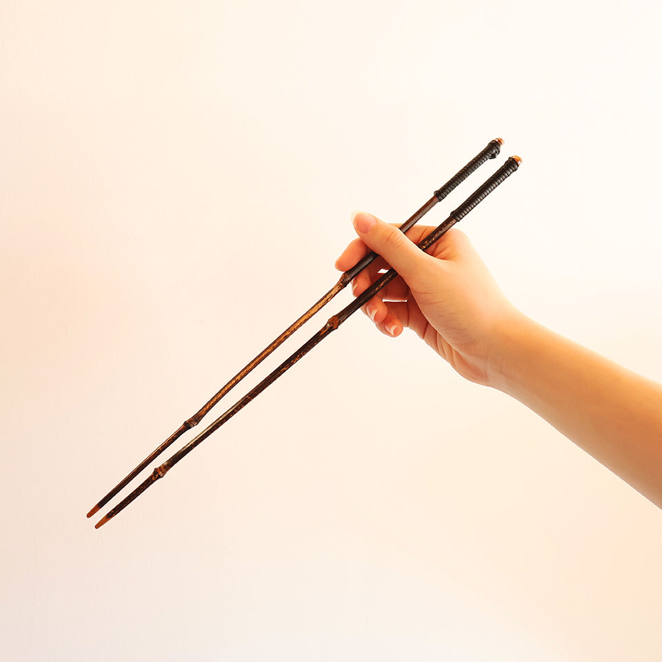 Elegant Black Bamboo Serving Chopsticks